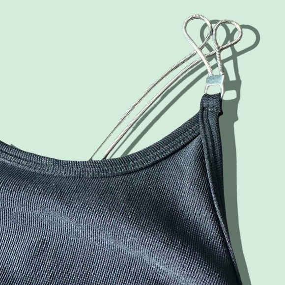 Vintage Women’s Rampage Black Form Fitting Dress Y2K Silver Chain Straps Sz 11 - Picture 7 of 14